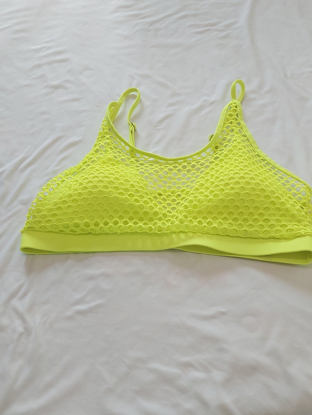 Neon Yellow Green Mesh Swim Top - Women .Size 1XL